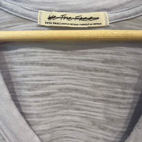 Free People Pullover Women's Babydoll Shirt XS Blue Short Sleeve Flowy Boho - Picture 8 of 8